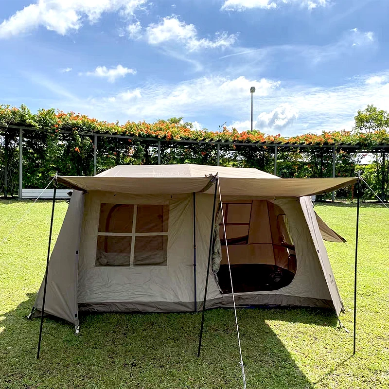 2 Rooms Big House Tents for Family Camping Outdoor Spacious Large Size 3-5 Person Rainproof Automatic Tent