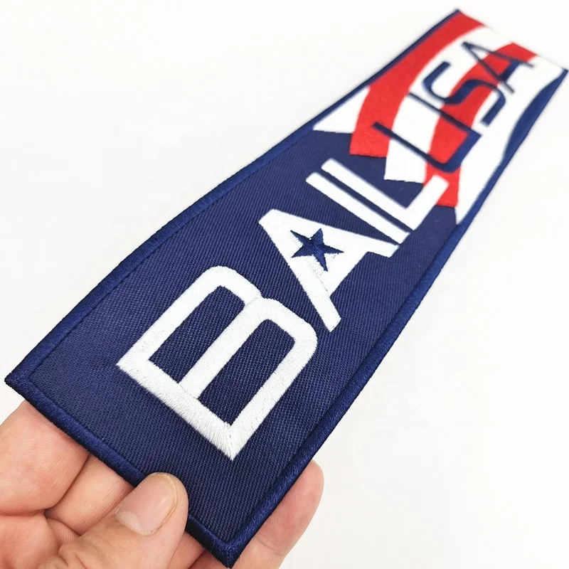 Embroidered Border Iron on Custom Numbers Letters Fabric Twill Embroidery Patches for Sportswear