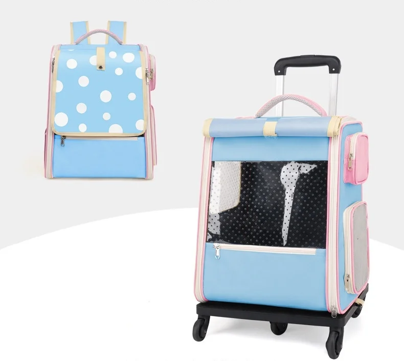 Pet trolley suitcase Pet Bag Portable cat suitcase Cat bag Going out large capacity shoulder breathable pet backpack