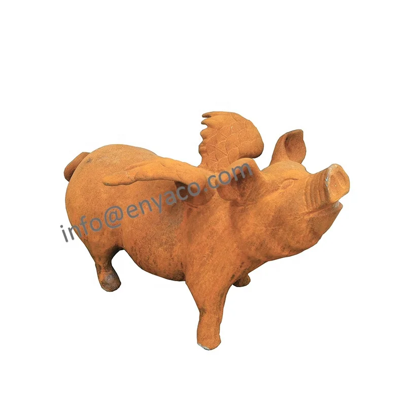 Rustic Outdoor Lawn Garten Ornaments Large Life Size Garden Decorative Cast Iron Lifesize Animal Pig Statues Sculpture