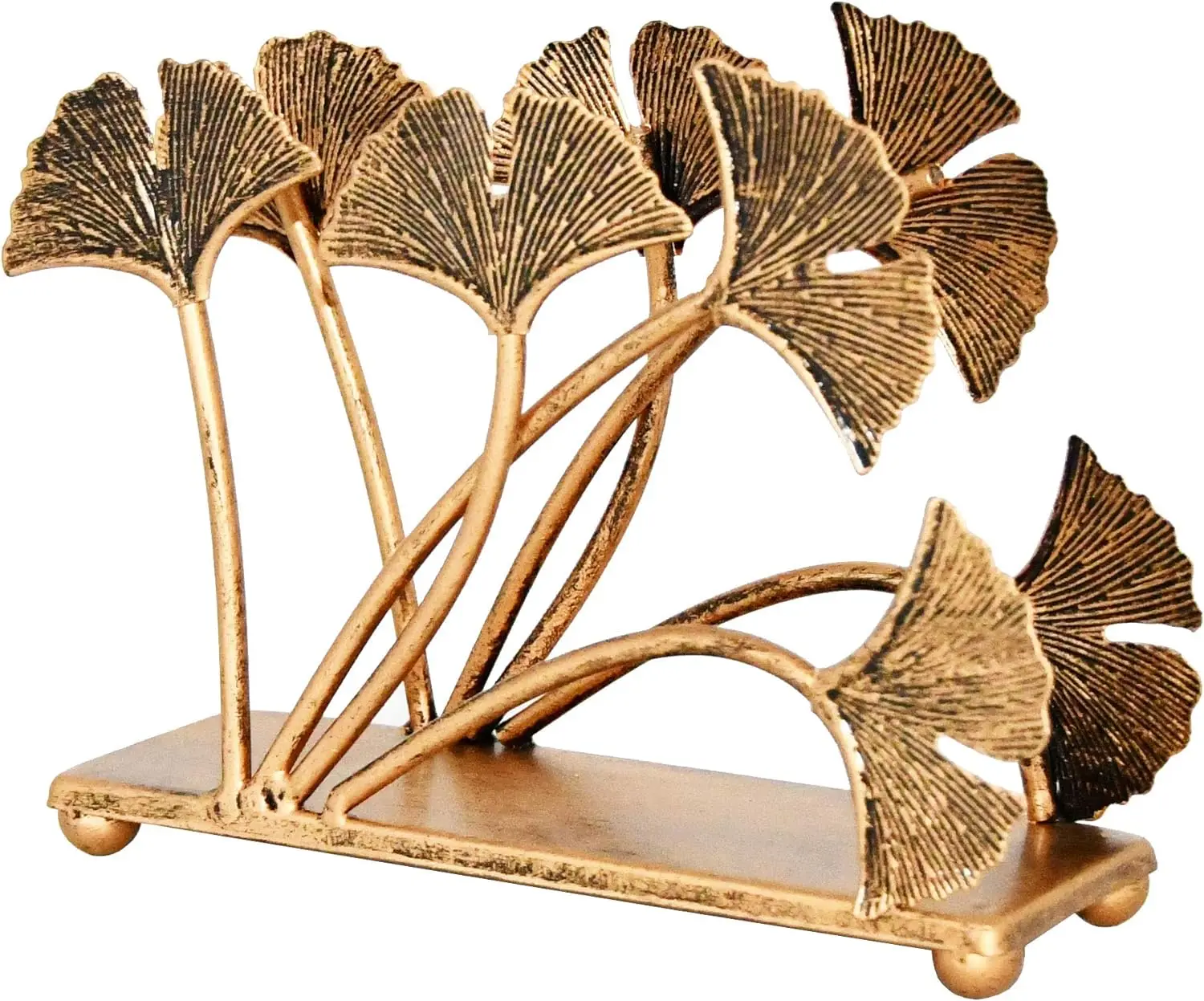 Elegant Gold Ginkgo Leaf Napkin Holder - Luxurious Tabletop Decor, Chic Metallic Serviette Stand For Wedding & Dining
