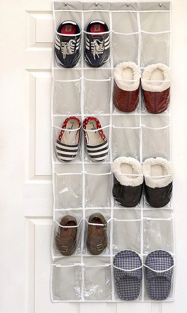 24 Pocket Over the Door Hanging Shoe and Accessories Storage Organizer