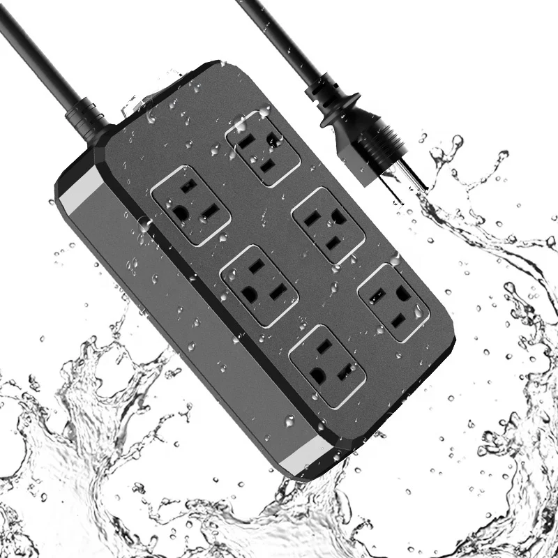 6ft Extension Cord 6 Outlets with Overload Protector Waterproof Power Strip Surge Protector for Yard Garden
