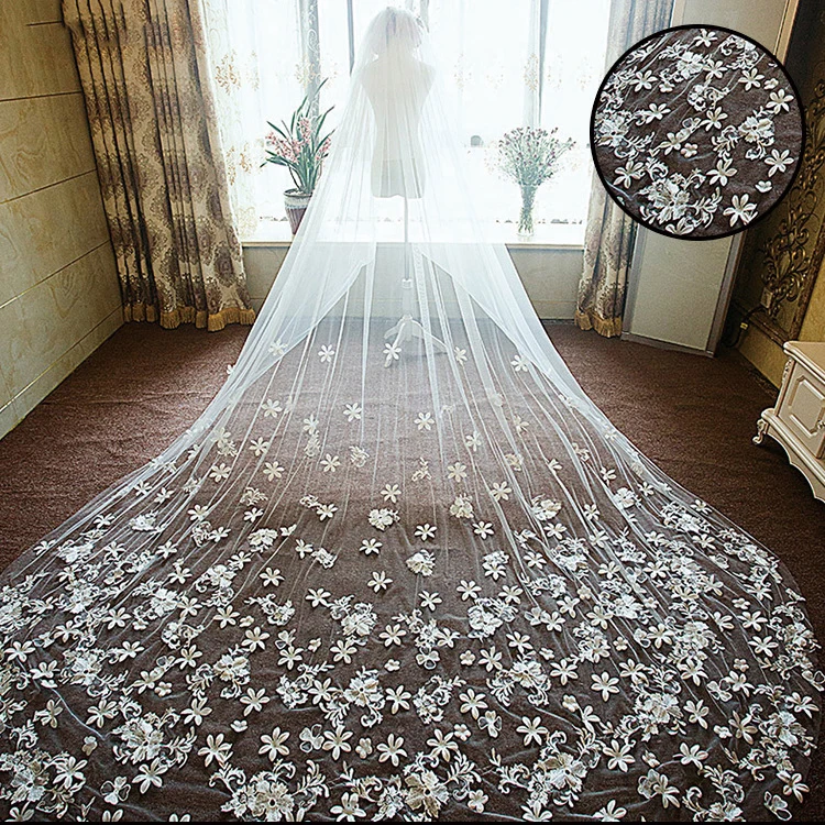 
Two-layers Soft Wedding Veils 4m Long Accessories Bridal Tulle Veils With Comb 