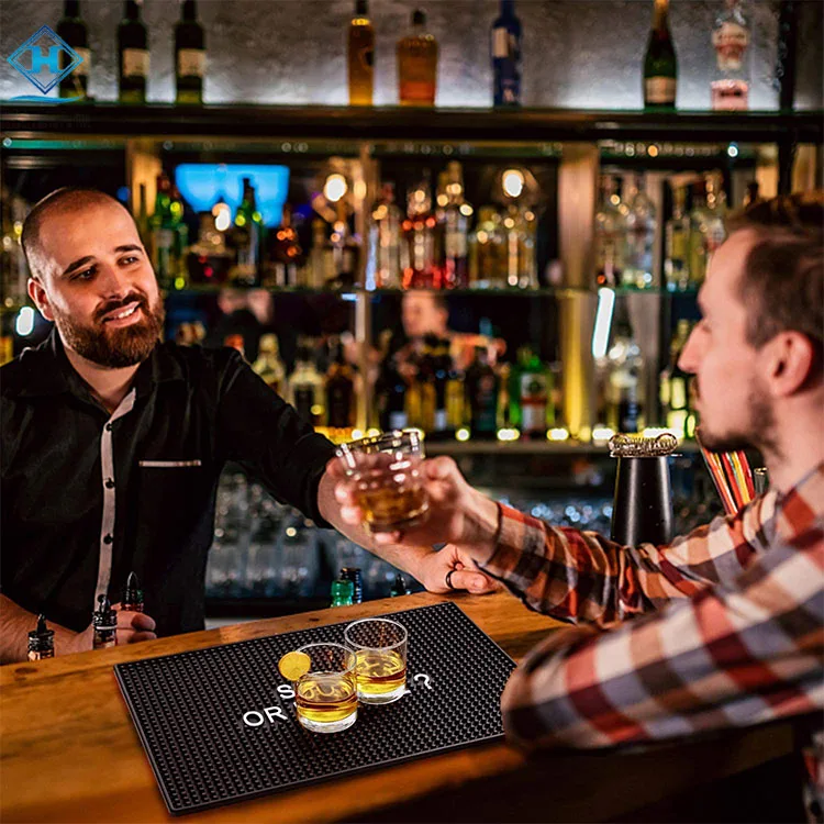 Rubber PVC countertop bar mat  orange coffee mazda  paralle bar mat barmat bacardi