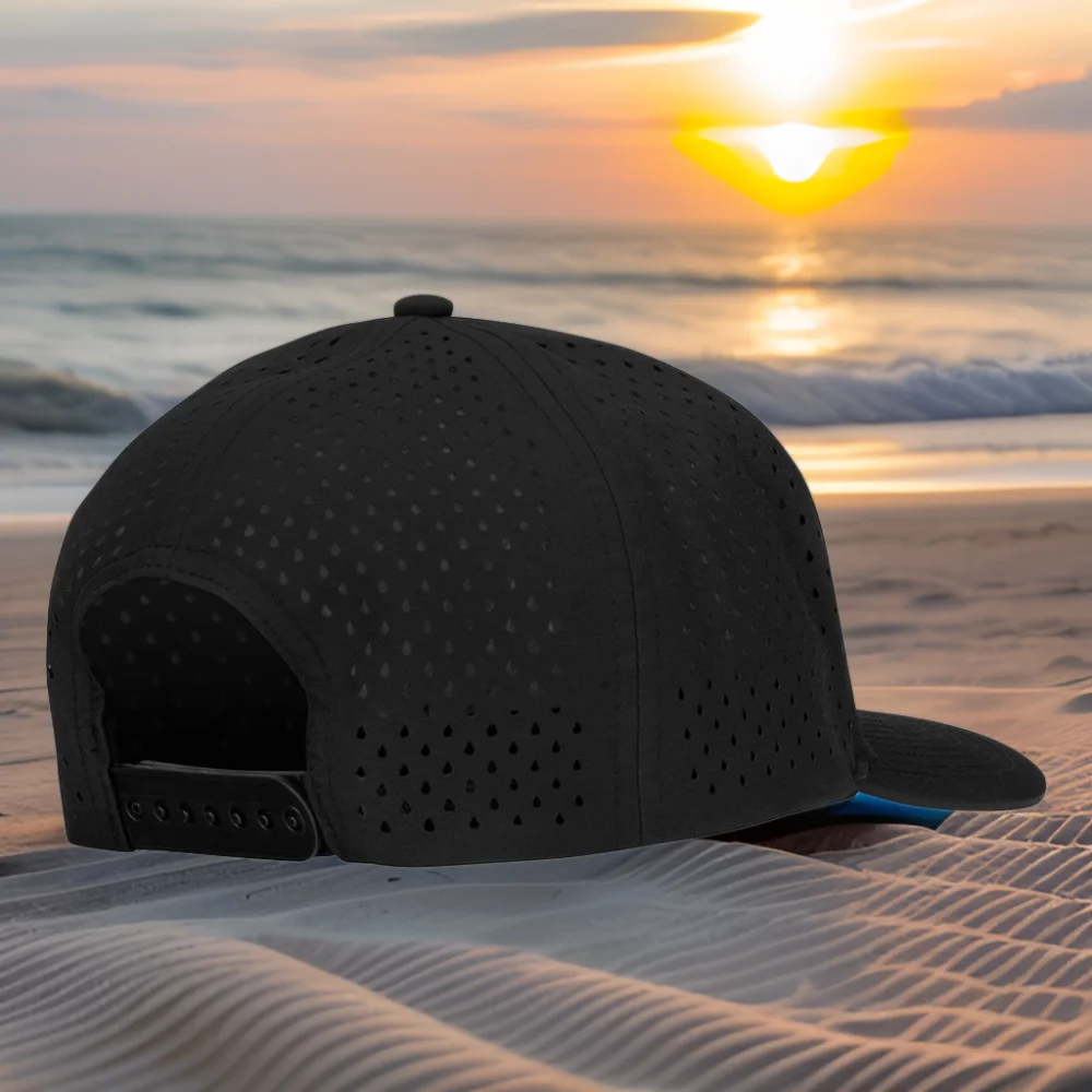 Waterproof Polyester Snapback Baseball Cap with Curved Brim Applique Pattern for Fishing and Autumn Common Fabric Feature