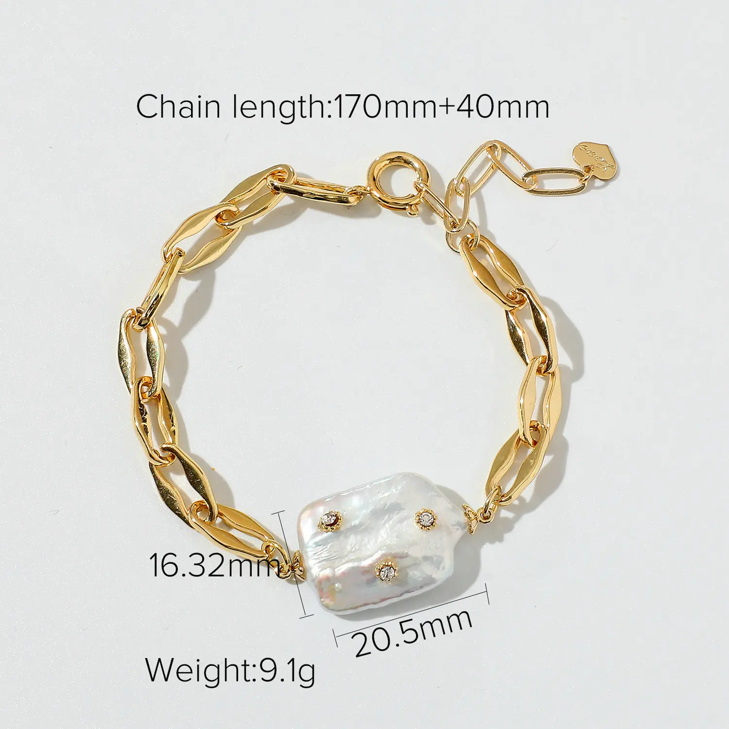  2021 Baroque Freshwater Pearl bracelet Mini Zircon Setting Charm 14K Rearl Gold Plated Anchor Link Chain