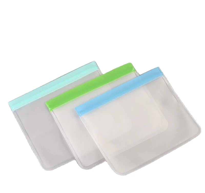 Custom Design Dishwasher Safe Reusable Zipper Bags Silicone PEVA Snack Gallon Freezer Sandwich Food Storage Bag