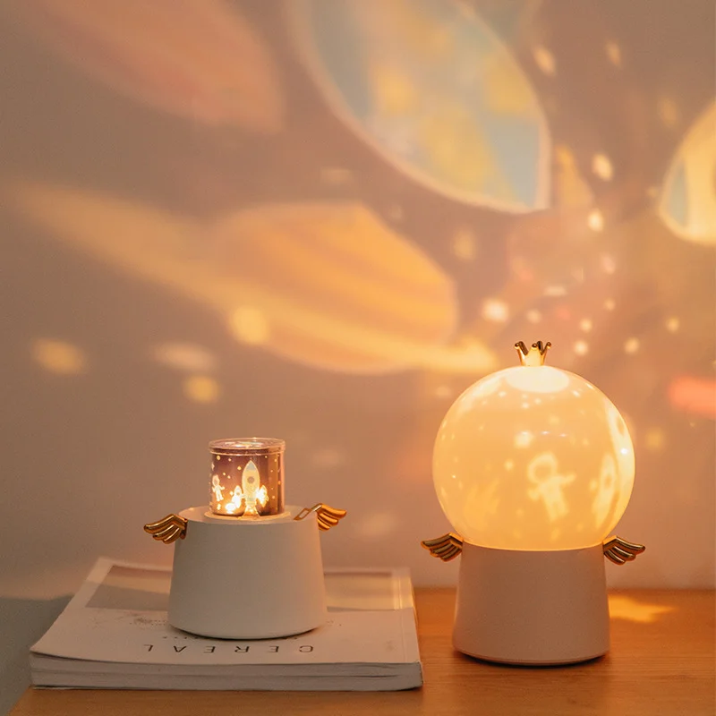 Creative Angel Baby Gift Laser Rotating 3d Sterren Musical Box Sound Private Labeling Mini Led Galaxy Star Light Projector