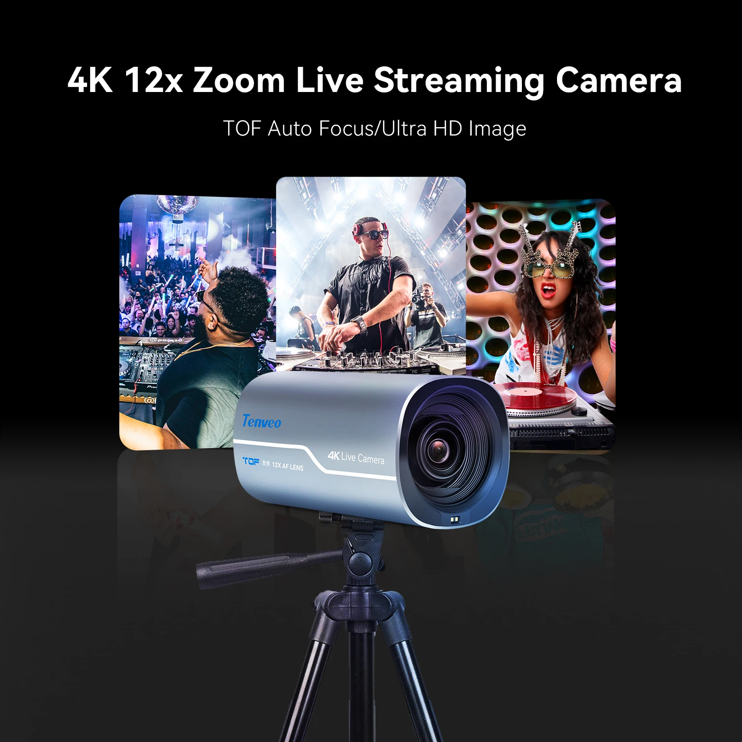 Tenveo vertical screen podcasting 12x 4k NDI box camera HDMI USB camera for broadcasting