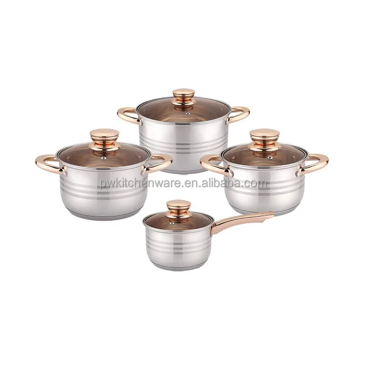 Wholesale kitchenware stainless steel cooking ware set induction base nonstick cookware pots and pans set