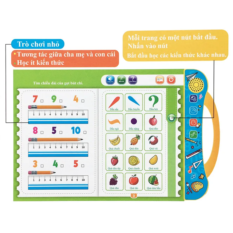 Hot Sale Vietnamese English Bilingual Kids Electric Point Reading Machine Learning Machine Sound E-Book For Children