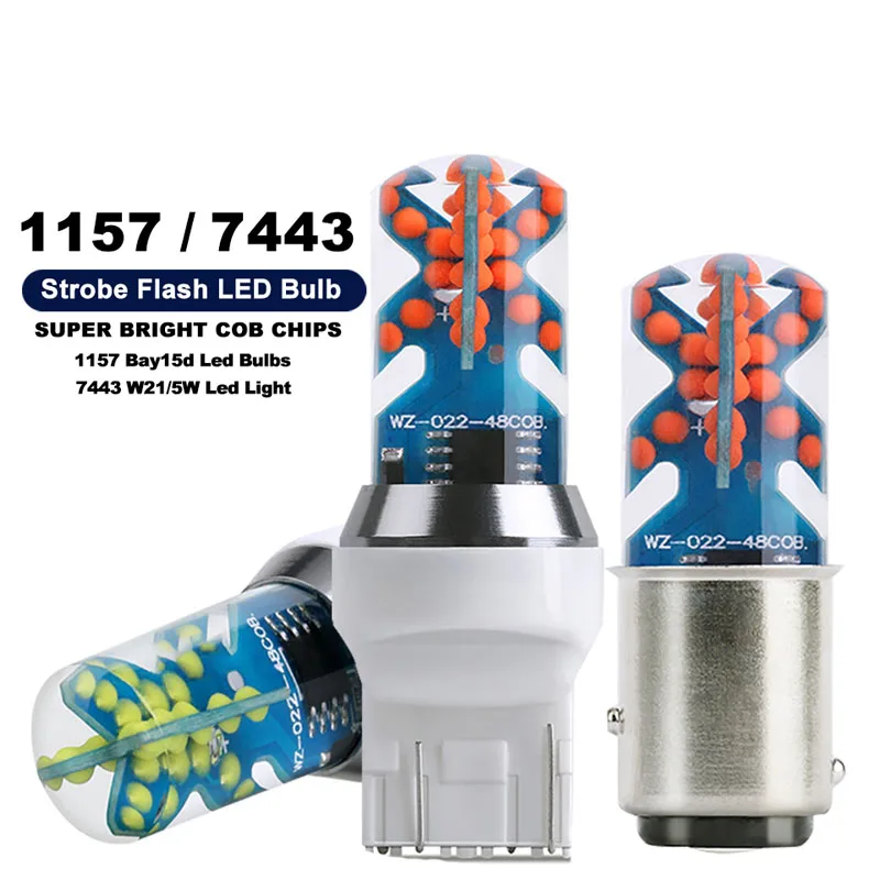 QIDEWIN 1156 1157 t20 t25 cob 48smd strobe flash auto turn signal lamp brake 12v auto light bulb for car