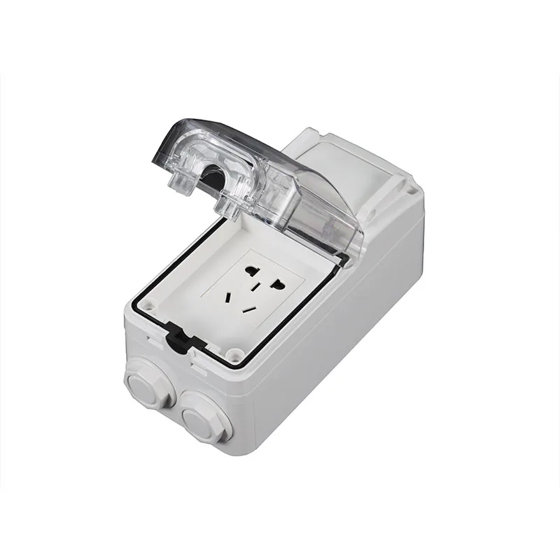 PC material outdoor and indoor safety environmental protection flame retardant IP66 grade external switch box waterproof  socket