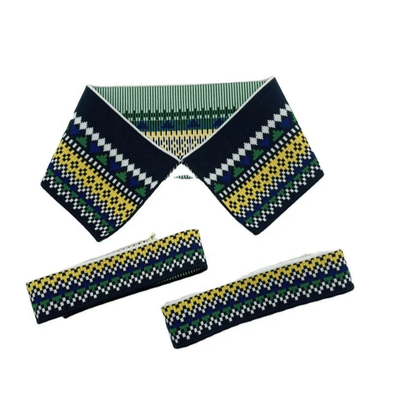 Factory price high quality OEM jacquard rib knit trims for collar and cuffs garment accessory