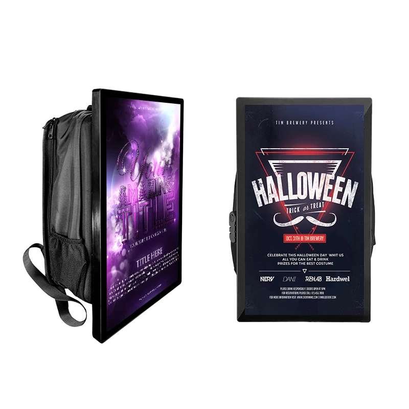 21.5 Inch Portable LCD Advertising Equipment Various Colors Outdoor Digital Signage Displays with Backpack Billboard