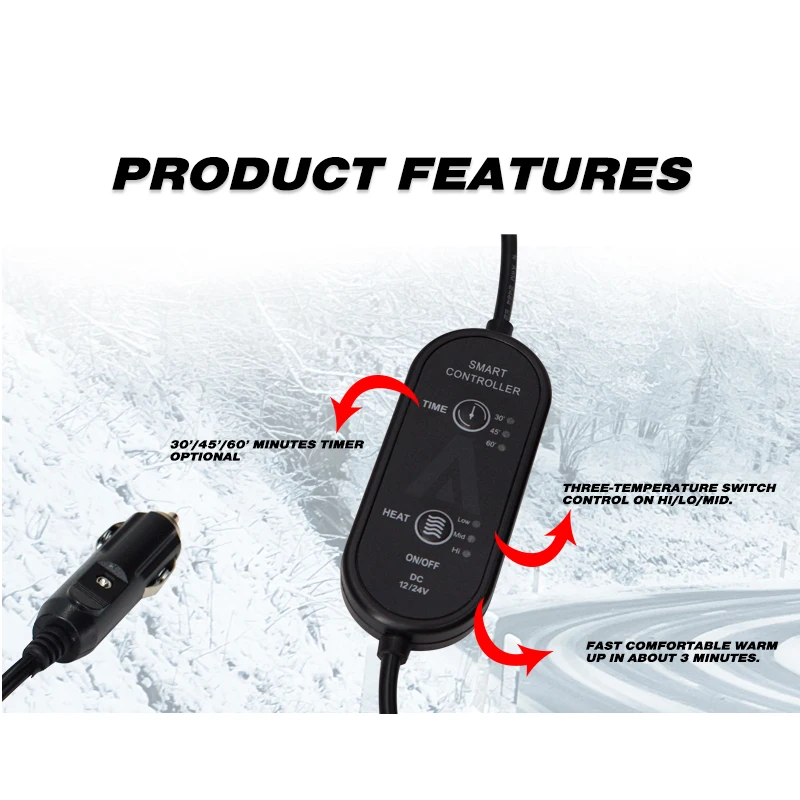 Car Blanket Heated 12V  Electric Travel Blanket Back Cushion For Car and RV For Cold Weather