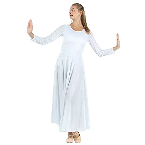 Praise Dance Dress Women Worship 100% Polyester Loose Fit Full-Length Long Sleeve Dress