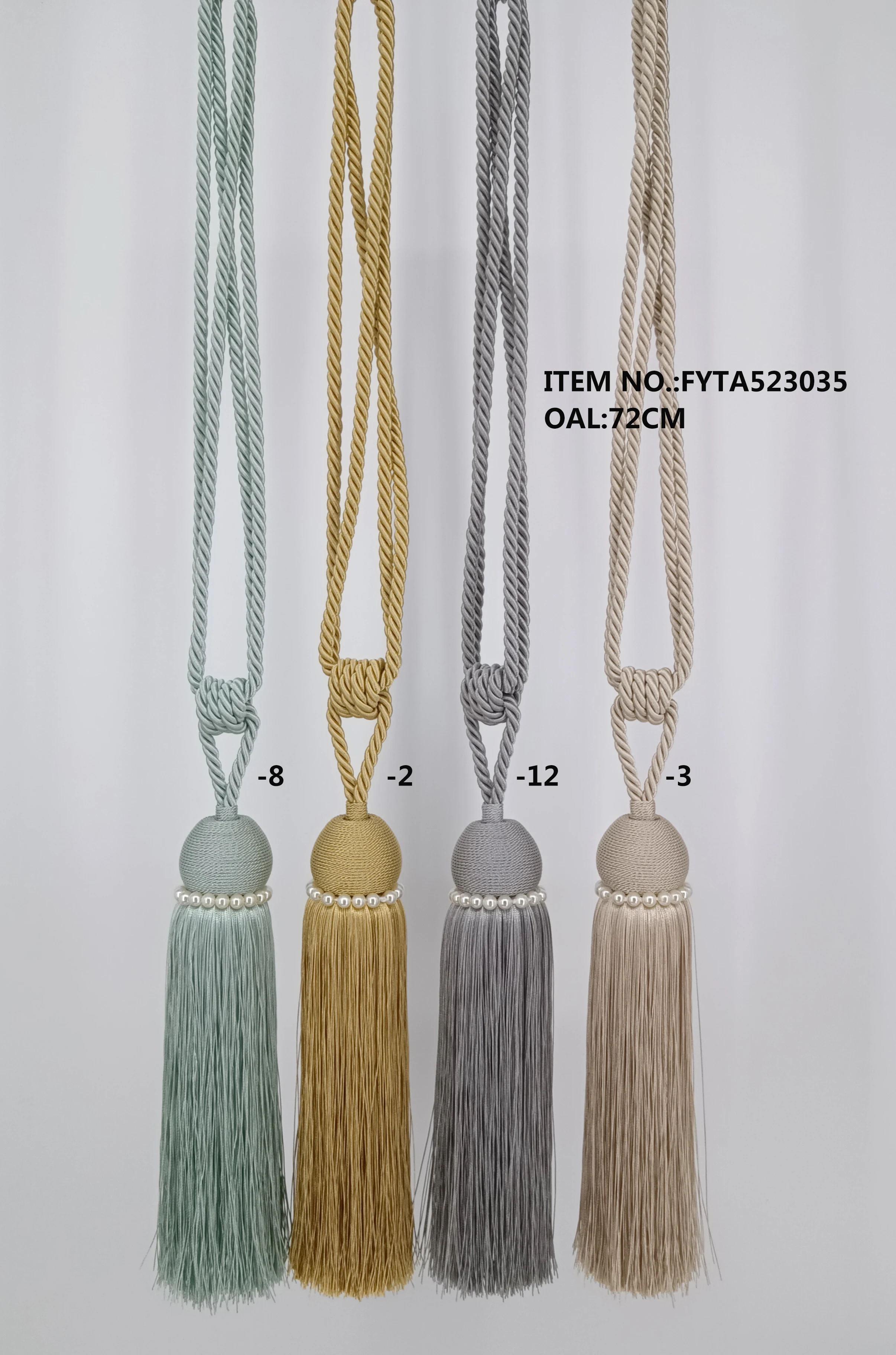 Multicolor Rope Curtains with Ball Decoration Back Strap Long Bow Tie Hanging Tassel