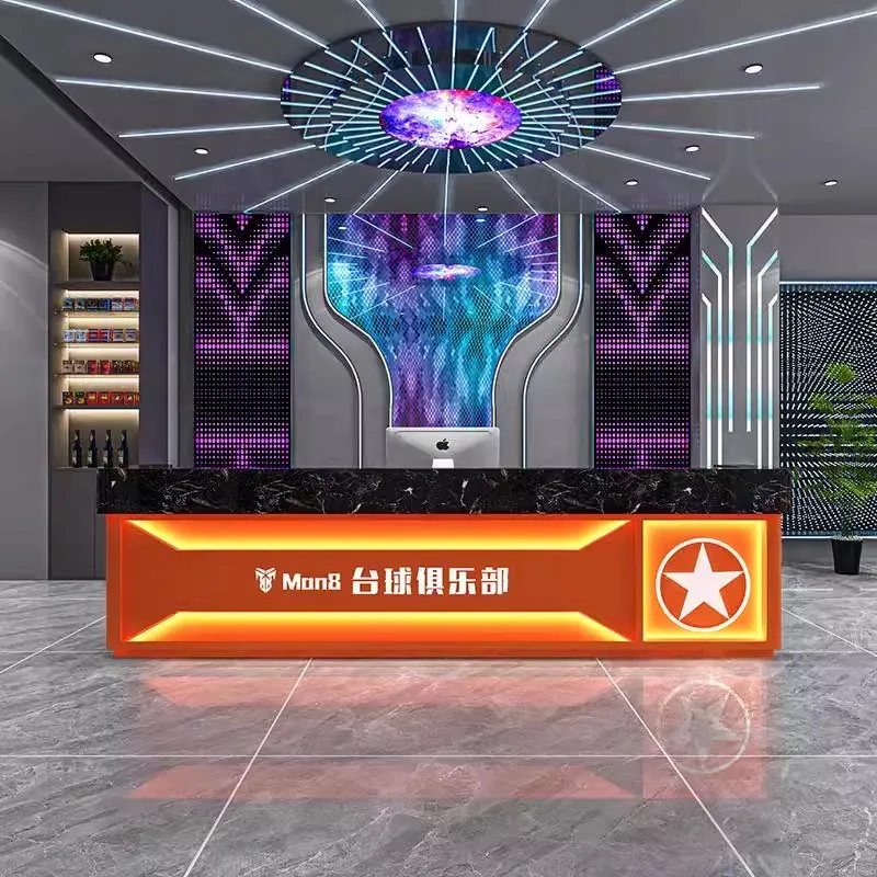Industrial-Style Light Luxury Net Cafe Bar Reception Desk Hotel KTV Gym Billiard Hall Customizable Front Desk Cash Register