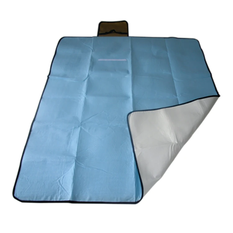 Custom Logo Polyester Knitted Large Outdoor Light Soft Roll Up Picnic Blanket Mat