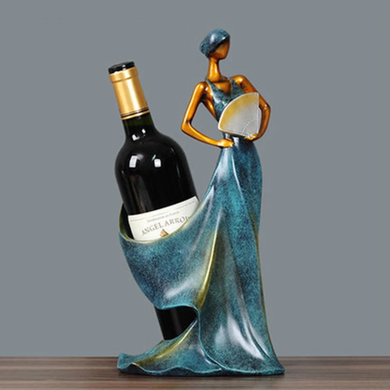 Holder Female Character Elegant Lady Resin Wine Rack Display Home Decorations For Single Tall Drink Bottle