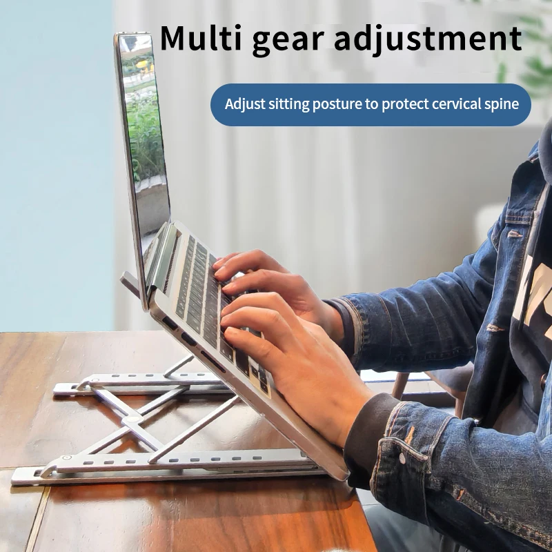 New Design Height Adjustable Double Deck Portable Folding Desk Stand Holder Aluminum Laptop Stand for Laptop