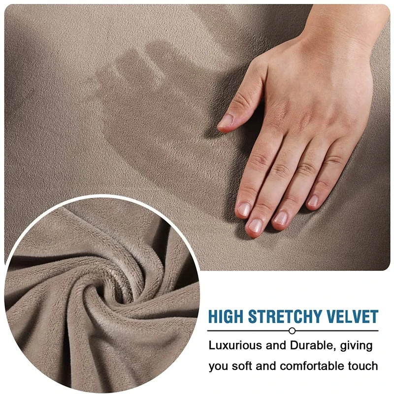 1-Piece Plush Anti-Wrinkle Slip-Resistant Spandex Polyester Stretch Slipcover Protective Fabric Cover 1 4-Seater Sectional Couch