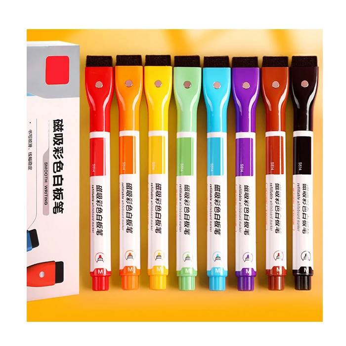 Top quality long life usage vivid color smooth writing strong neodymium magnet dry erase pen