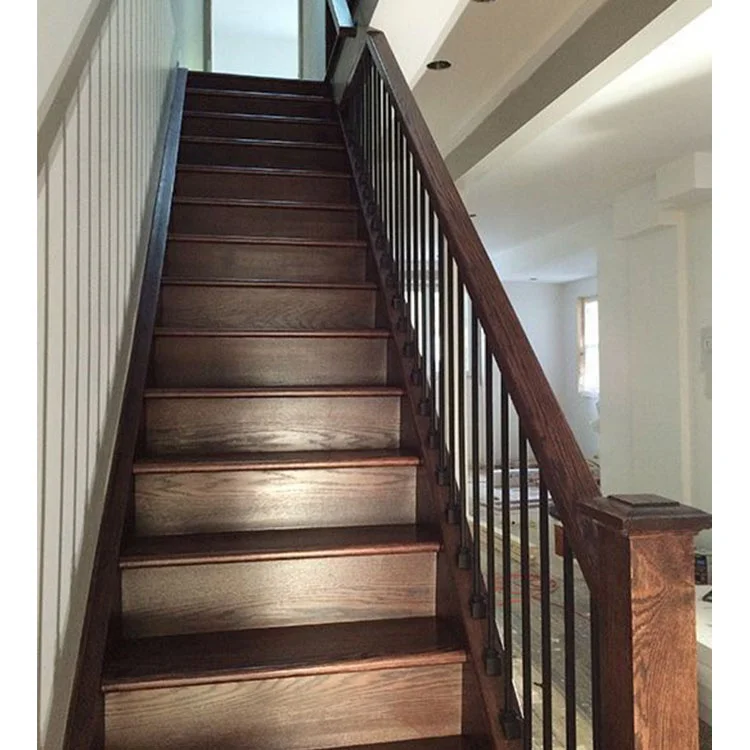 VIKO Indoor Solid Wood Wrought Iron Railing Stairs