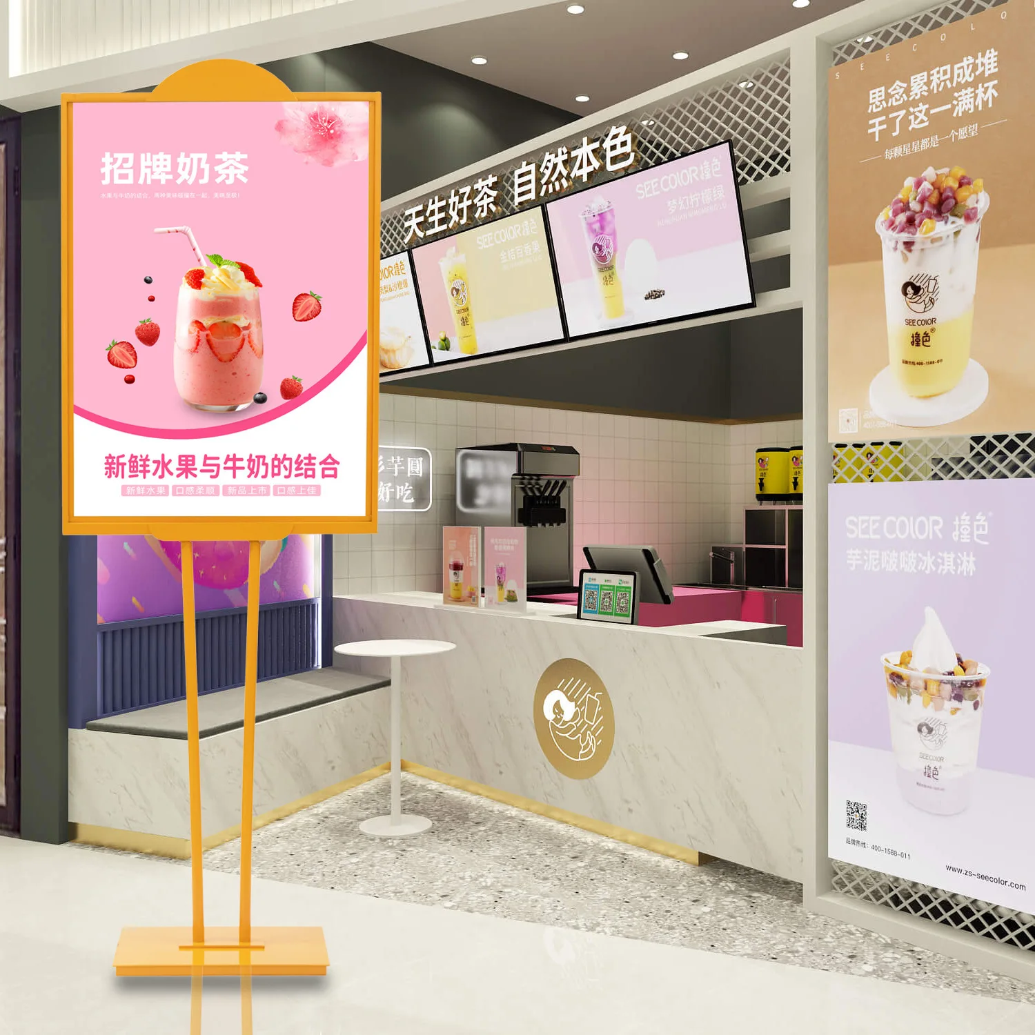 Cheap custom print KT cardboard poster display stand Signage Poster Frame Floor-standing Shopping Mall Advertising Display Stand