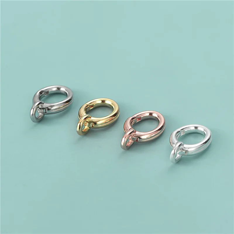Wholesale 925 Sterling Silver Oval Spring Clasp Gold Plated Oval Ring Buckle For Bracelet Necklace Jewelry Making