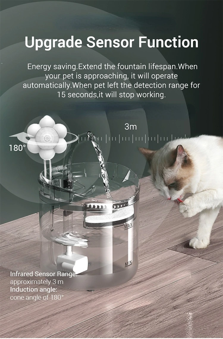 2L Cat Automatic Water Fountain Drinker Smart Transparent Circulating Filter Dog Puppy Pet Dispenser Drinking