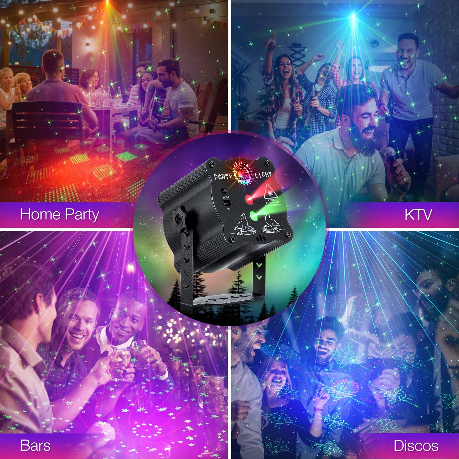 RGB LED 2 в 1 DJ диско-свет звуковые активированные сценические огни праздничные с дистанционным управлением