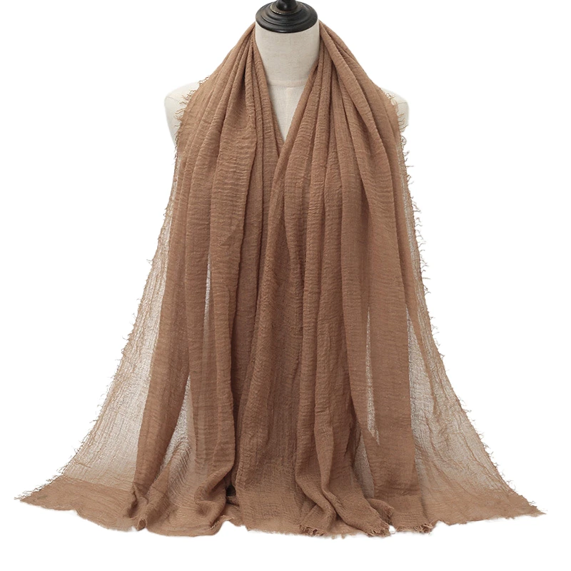 
latest crinkle big size women lightweight cotton viscos hijab pleated 