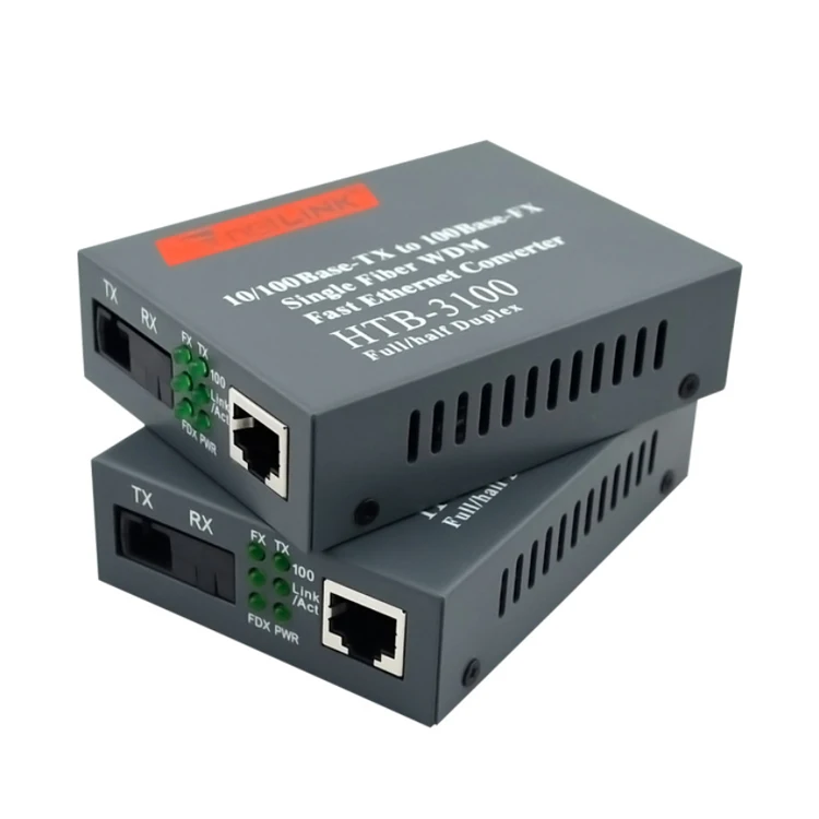 HTB-3100 Fast Ethernet to Fiber 10/100M WDM 1310nm 1550nm Single Mode Single Fiber Netlink BiDi Fiber Optic Media Converter