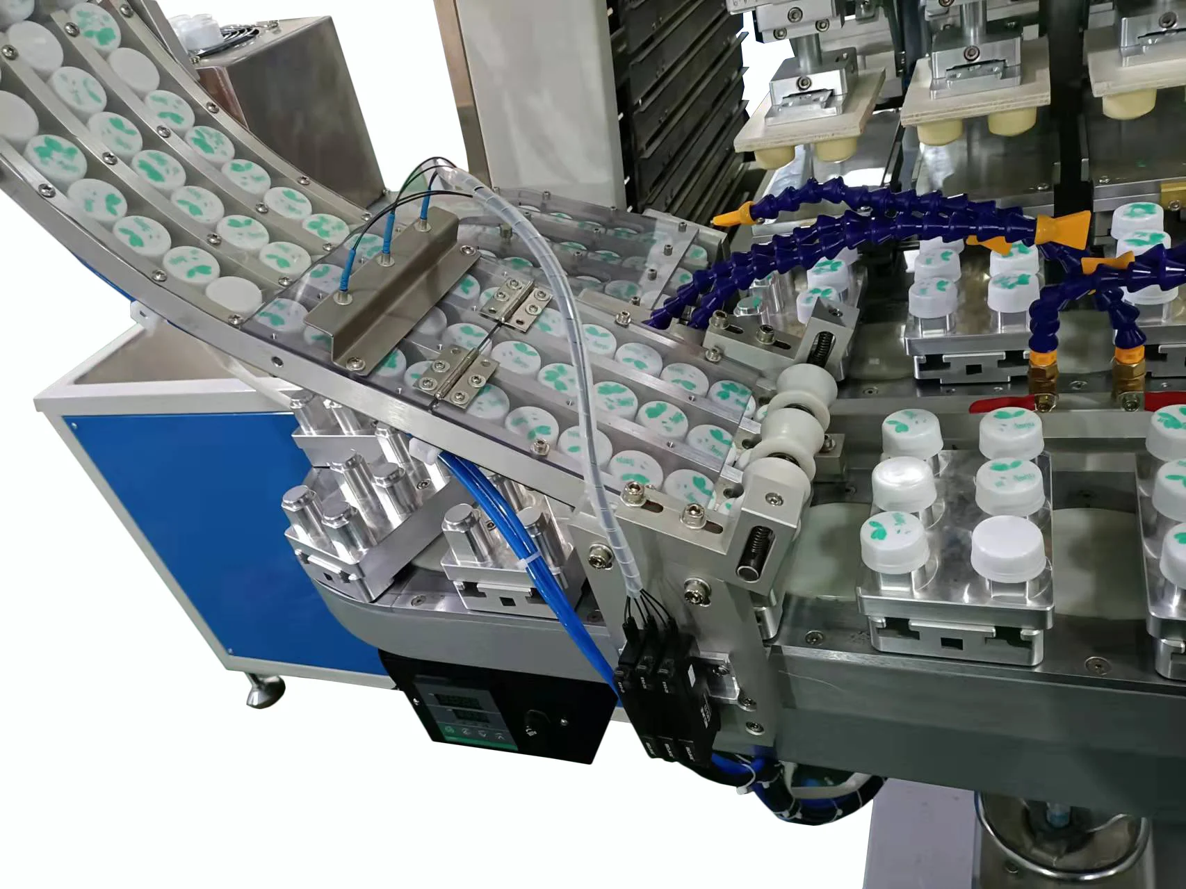 Customizable Automatic Plastic Beverage Cosmetic Bottle Cap Lid Pad Printer Machine with PLC Control