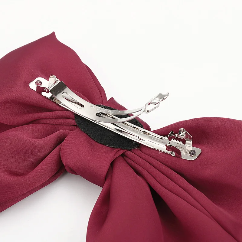 
Fashionable hairpin Chiffon satin large bow hair clip handmade cloth tie spring clip 