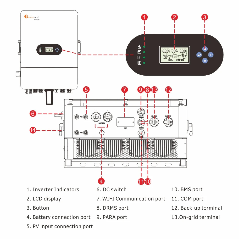 3Kw 5Kw 8Kw 10Kw Off On Grid Invertor 24V 48V Hybrid Solar Inverter Pure Sine Wave Solar Inverters With MPPT