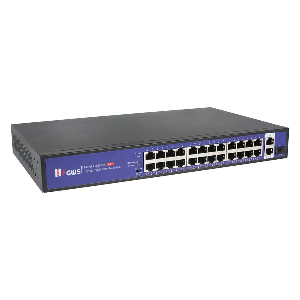 Commercial 8 16 24 port poe switch 10/100M network switches with 1 SFP and 2 RJ45 unplink port ethernet switch HZGWS brand