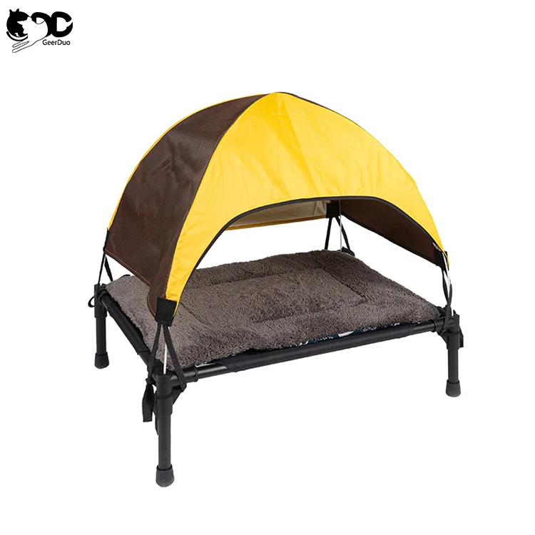 Geerduo Pet Indoor Outdoor Portable Elevated Raised Cots Bed Hammock For Medium Dogs With Sunshade
