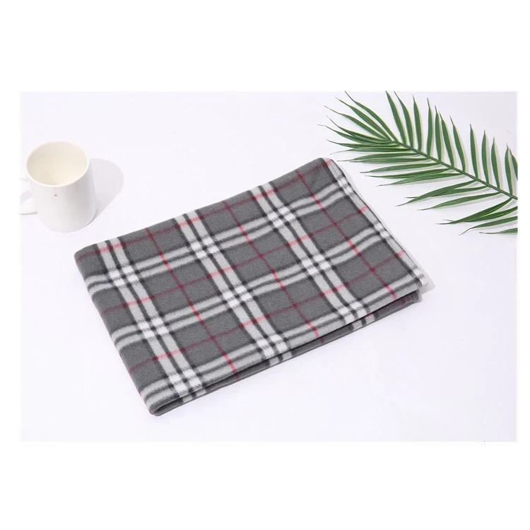 Custom 100% Polyester Plaid Throw Blanket Printed Polar Fleece Blanket For Sofa