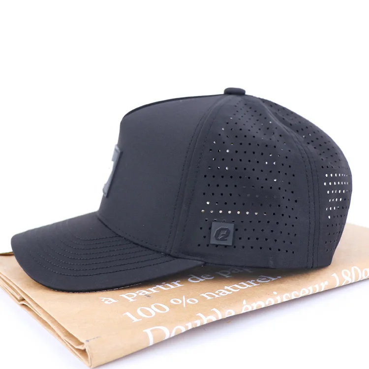 athletic water resistant men waterproof golf hat hole laser cut perforated 5 panel polyester baseball caps with custom logo