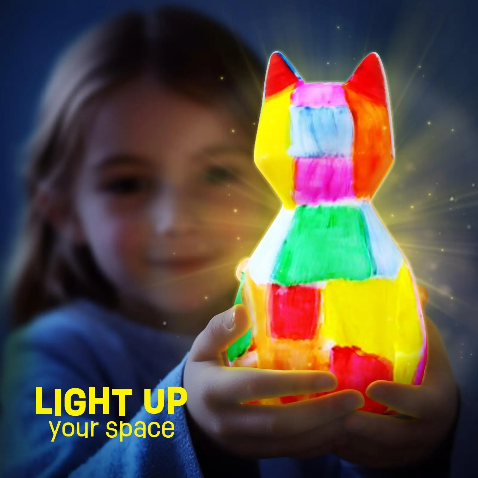 Paint Your Own Cat Lamp Kit 1pcs, DIY Geometric Cat Art Craft Painting Kits for Girls Boys, Girl Boy Crafts for Kid gift item