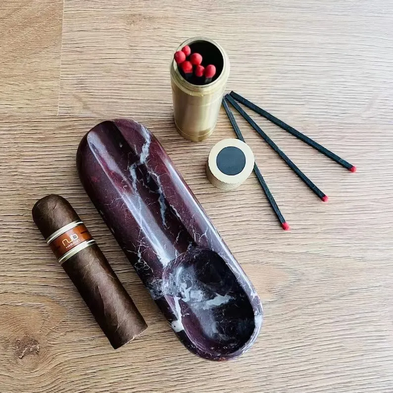 Solid Marble Stone Cuban Cigarette Ashtray Newest Design Large Size Marble Smoking Outdoor Ashtray For Top Selling