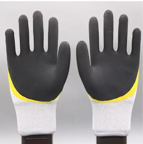 Factory nylon wear-resistant and slip-resistant butyl-acrylate construction site work at sea labor protection gloves wholesale