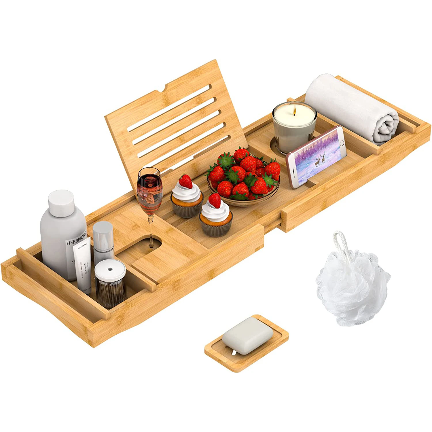 Bamboo tub expandable shower tray bathtub caddy bamboo tray bathtub tray