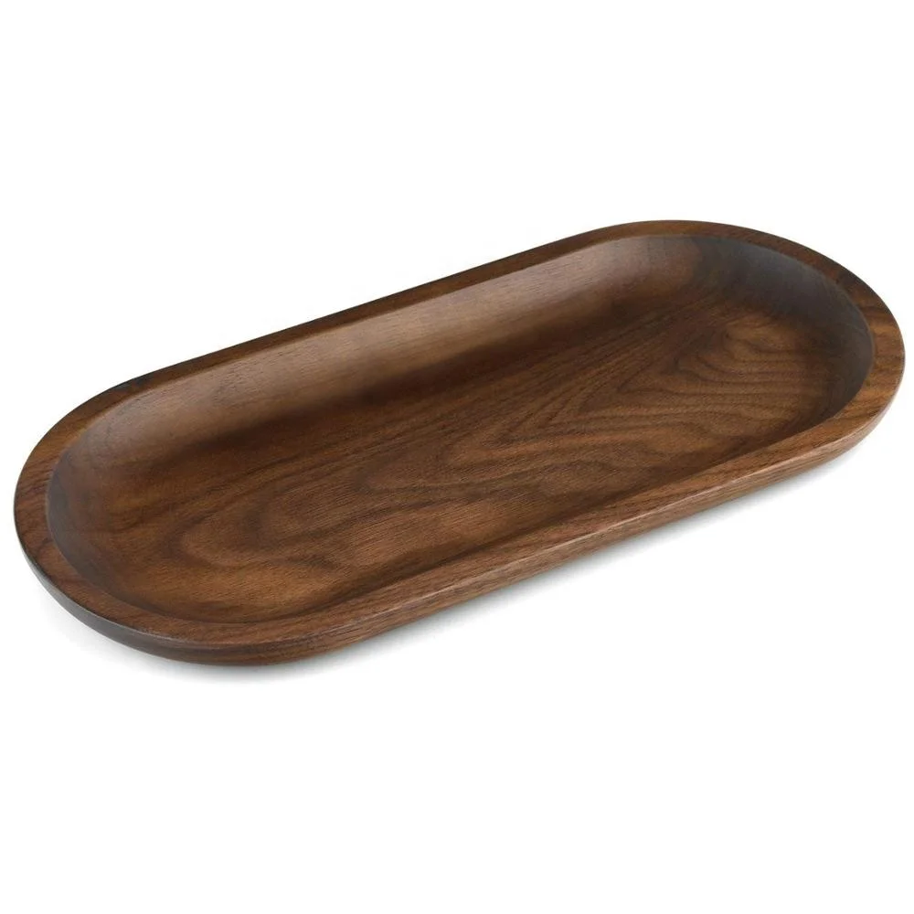 Walnut Wood Serving Oval Tray For Table Decoration