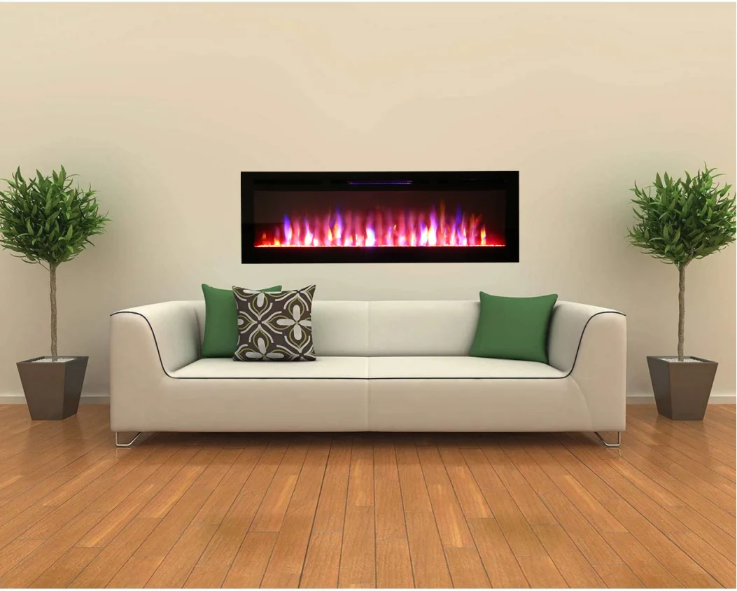 Modern Decorative Remote Control Wall Recessed Mounted LED Electric Fireplace