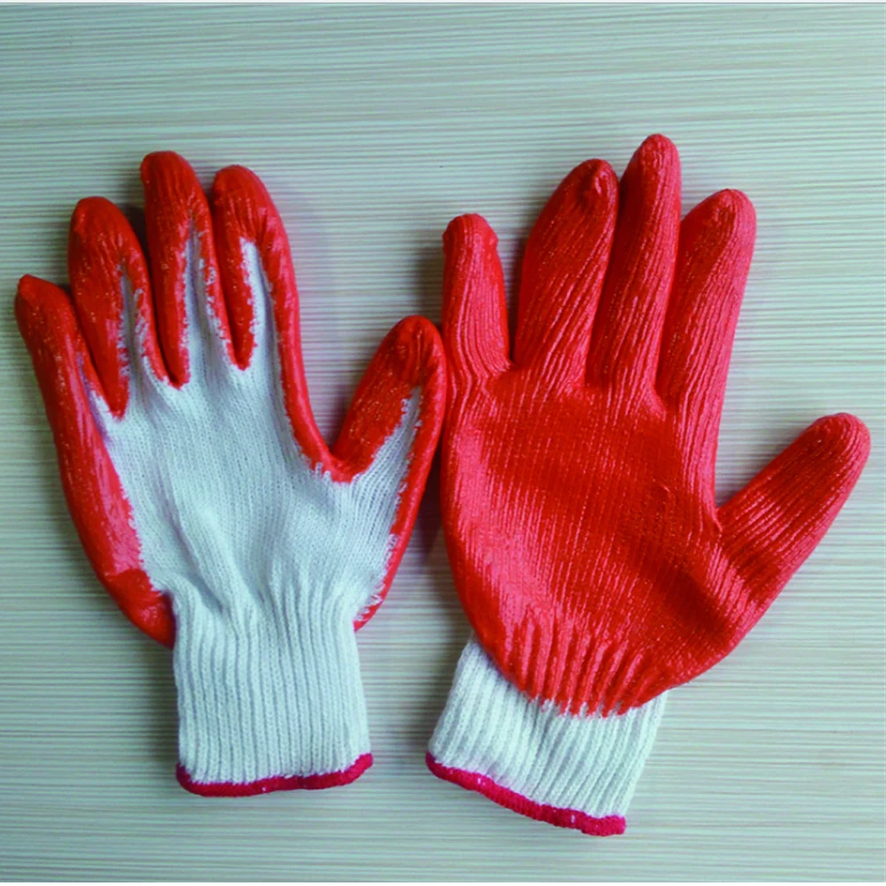 Hot Selling Anti-slip Thicken Cotton Knit Orange Latex Coated Gloves